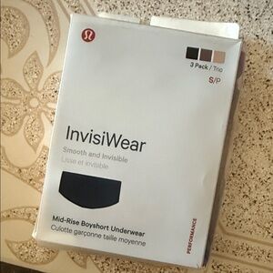 Lululemon Invisiwear mid rise boy short underwear small 3 pack in BLK/TWRS/MYSH